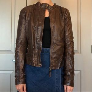 Faux Brown Leather Jacket